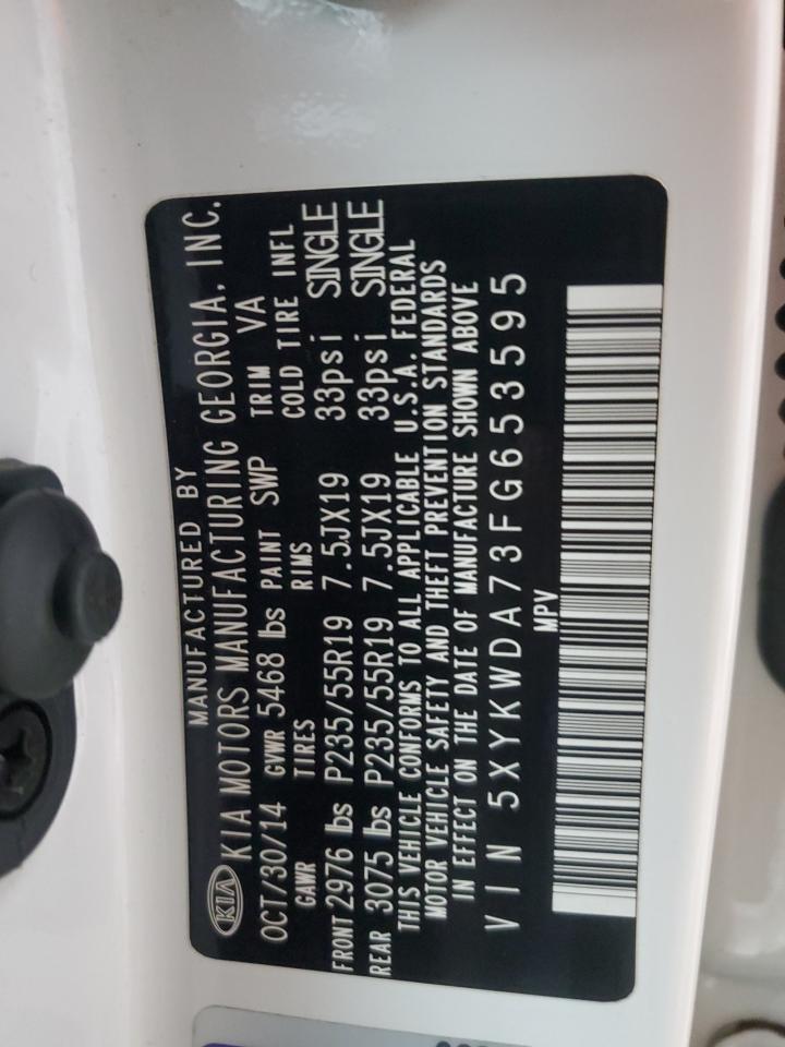 2015 Kia Sorento Sx VIN: 5XYKWDA73FG653595 Lot: 80895725