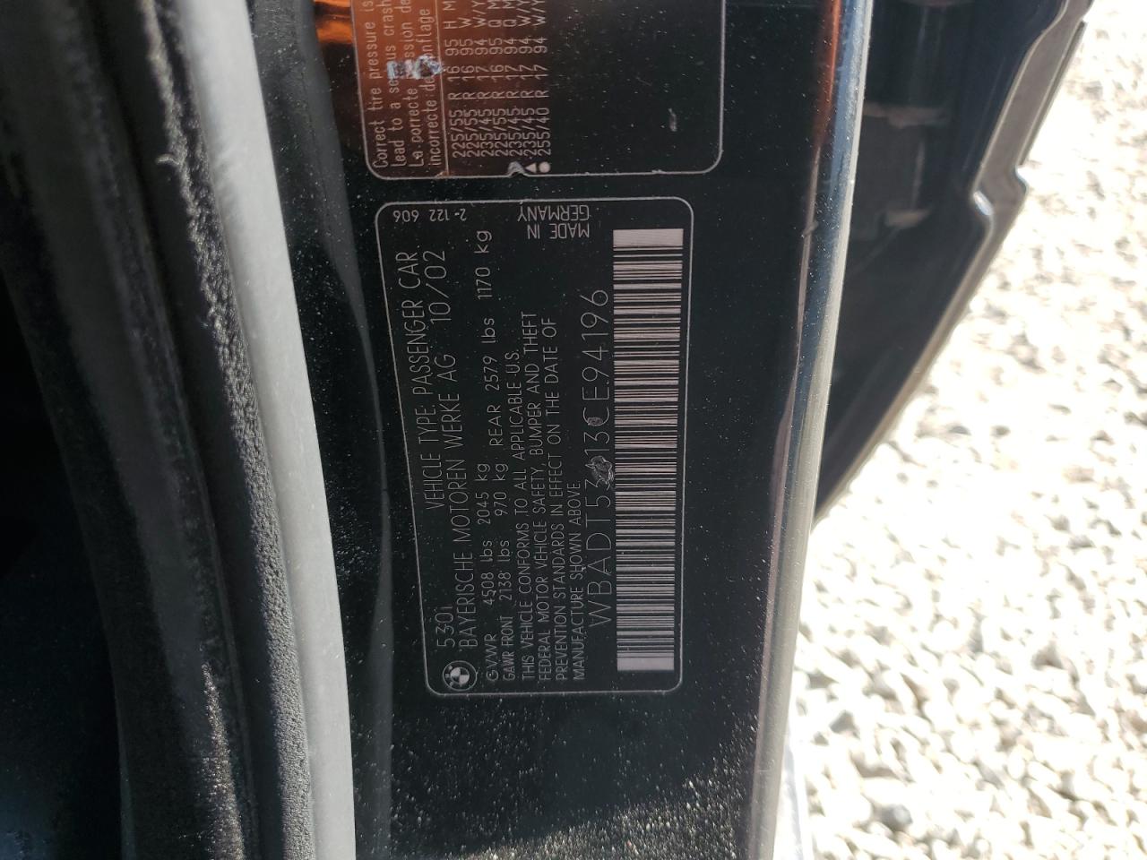 2003 BMW 530 I VIN: WBADT53413CE94196 Lot: 72061295