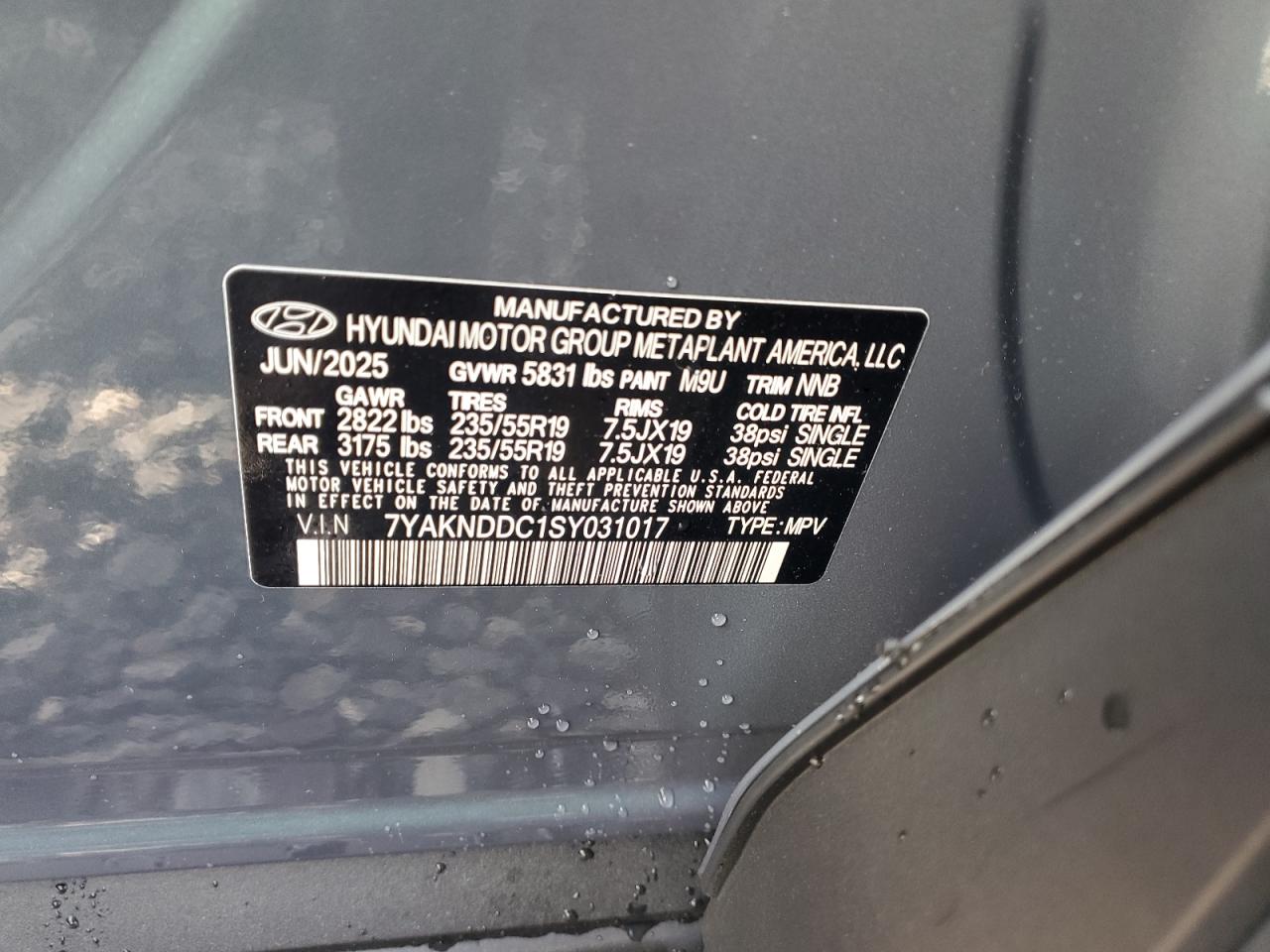 2025 Hyundai Ioniq 5 Sel VIN: 7YAKNDDC1SY031017 Lot: 71404785