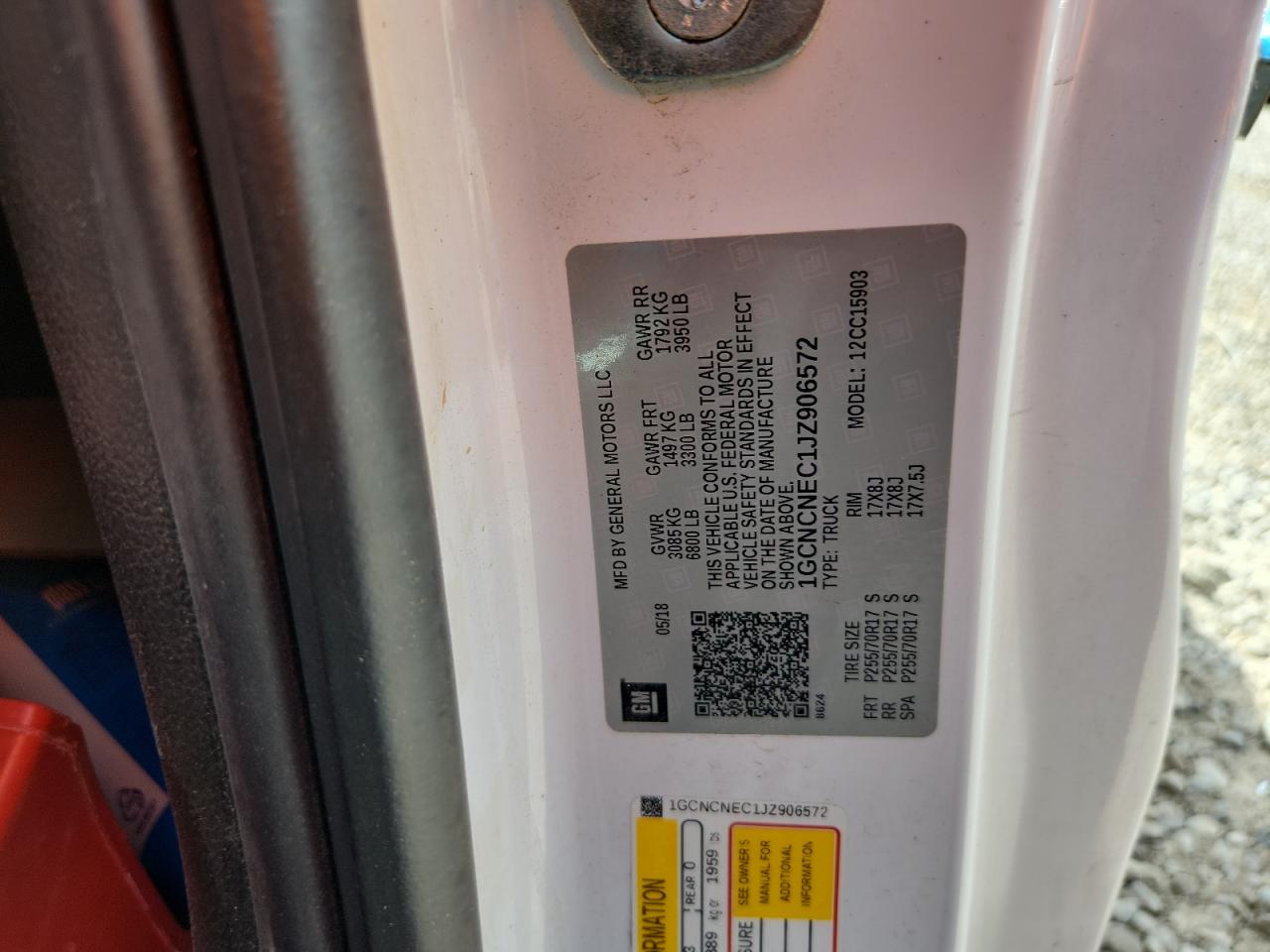 2018 Chevrolet Silverado C1500 VIN: 1GCNCNEC1JZ906572 Lot: 80203755