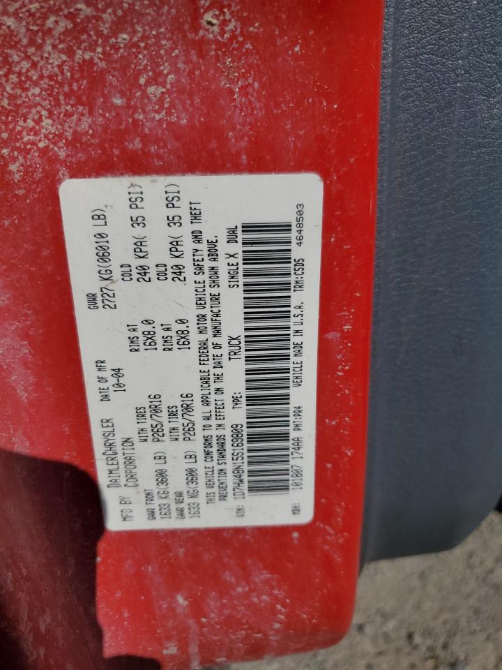 2005 Dodge Dakota Quad Slt VIN: 1D7HW48N15S169809 Lot: 83867195