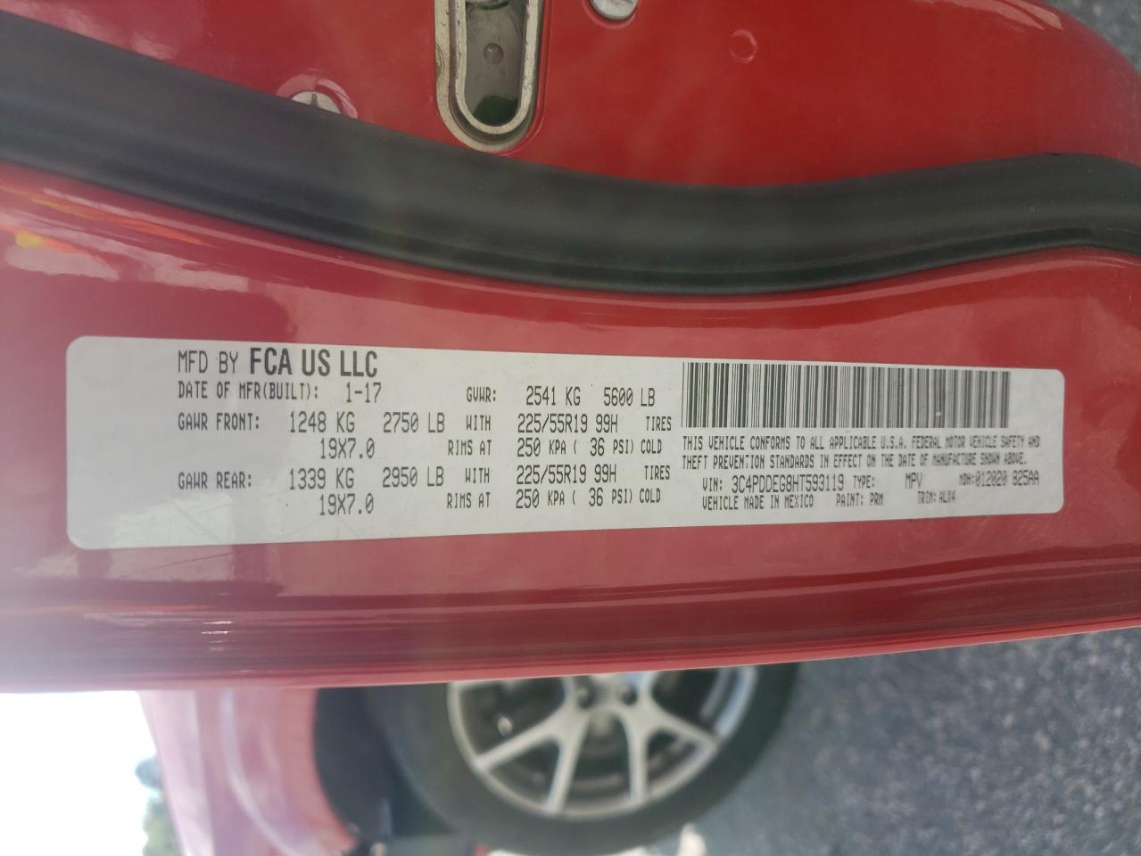 2017 Dodge Journey Gt VIN: 3C4PDDEG8HT593119 Lot: 71228495