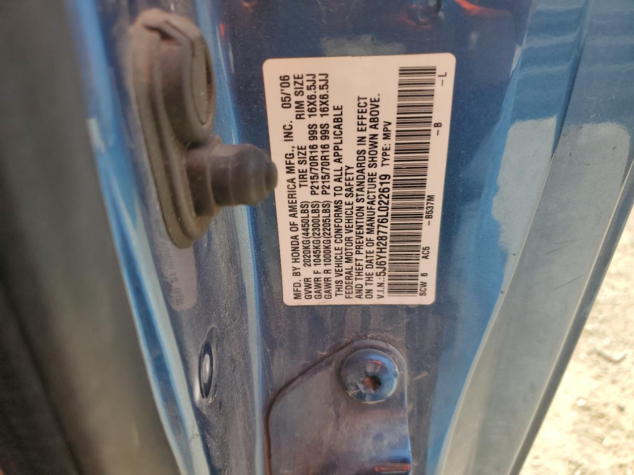 2006 Honda Element Ex VIN: 5J6YH28776L022619 Lot: 71999495