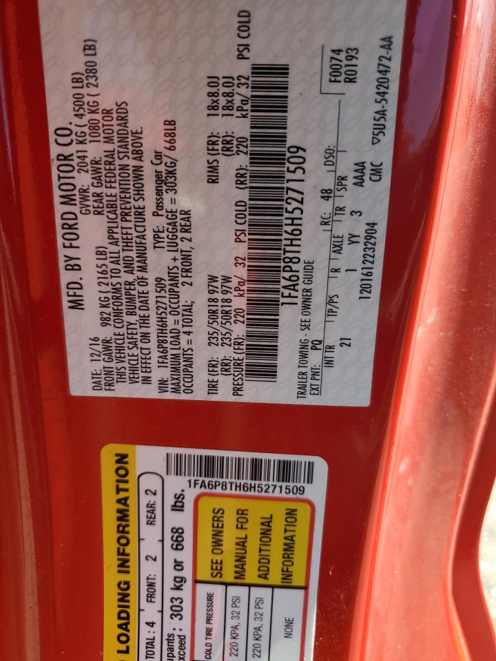 2017 Ford Mustang VIN: 1FA6P8TH6H5271509 Lot: 71563885