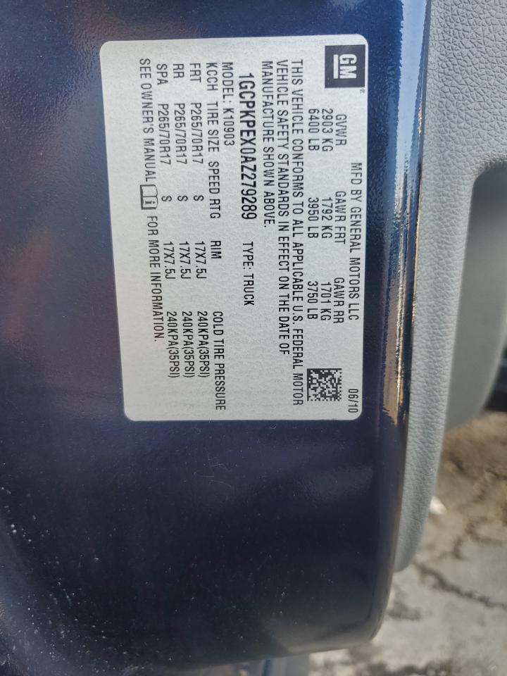 2010 Chevrolet Silverado K1500 VIN: 1GCPKPEX0AZ279289 Lot: 81509945