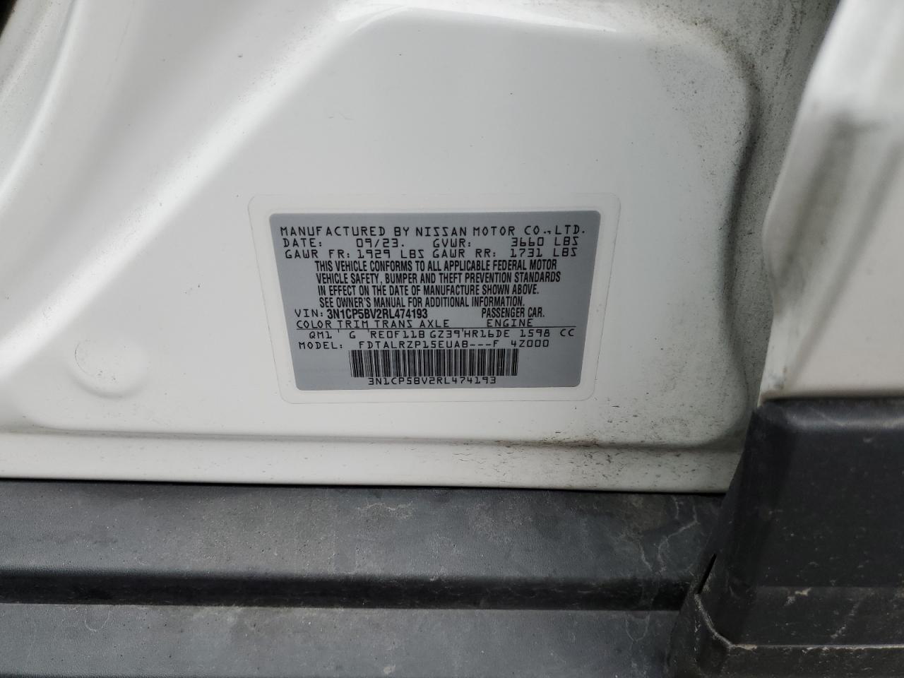 2024 Nissan Kicks S VIN: 3N1CP5BV2RL474193 Lot: 81131705