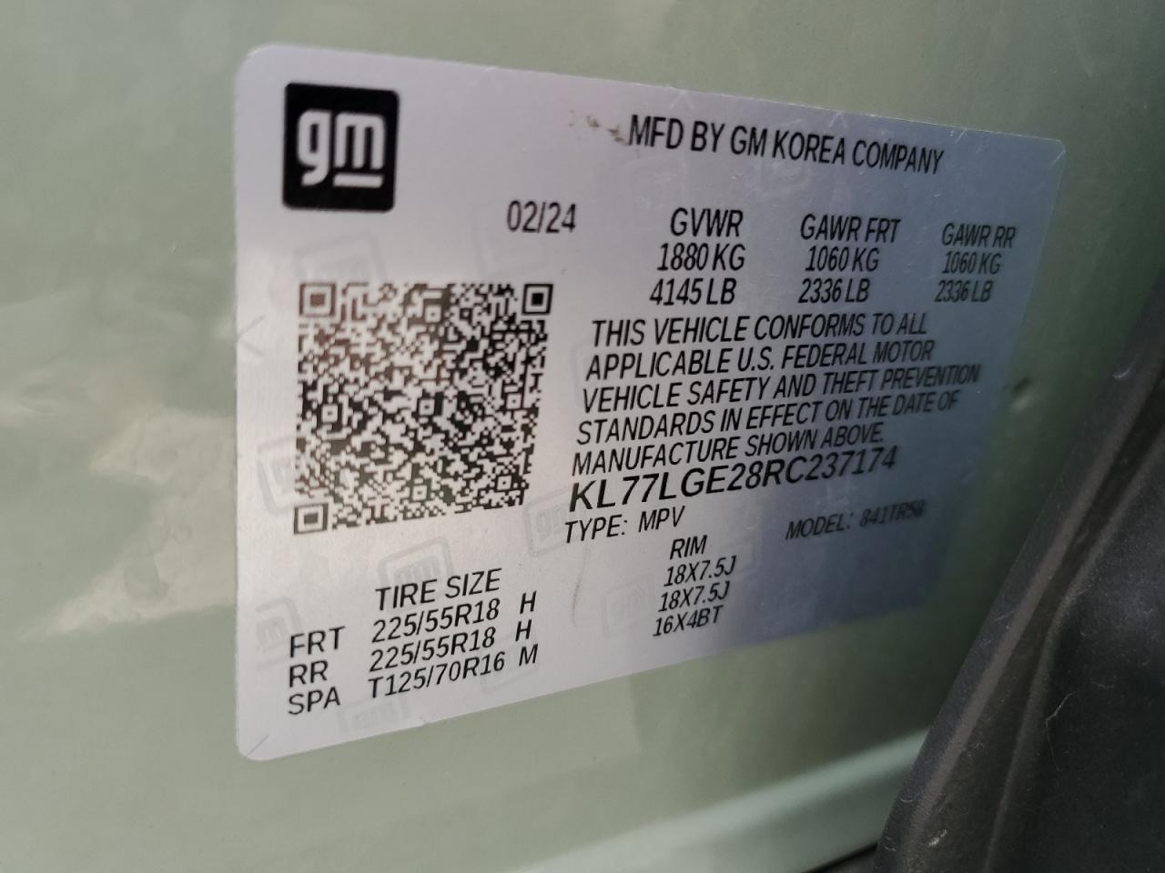 2024 Chevrolet Trax 1Rs VIN: KL77LGE28RC237174 Lot: 71064815