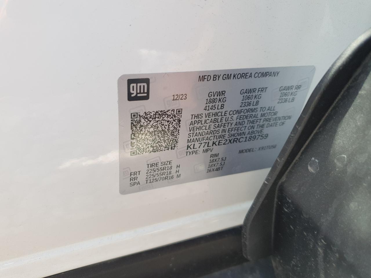 2024 Chevrolet Trax Activ VIN: KL77LKE2XRC189759 Lot: 71437655