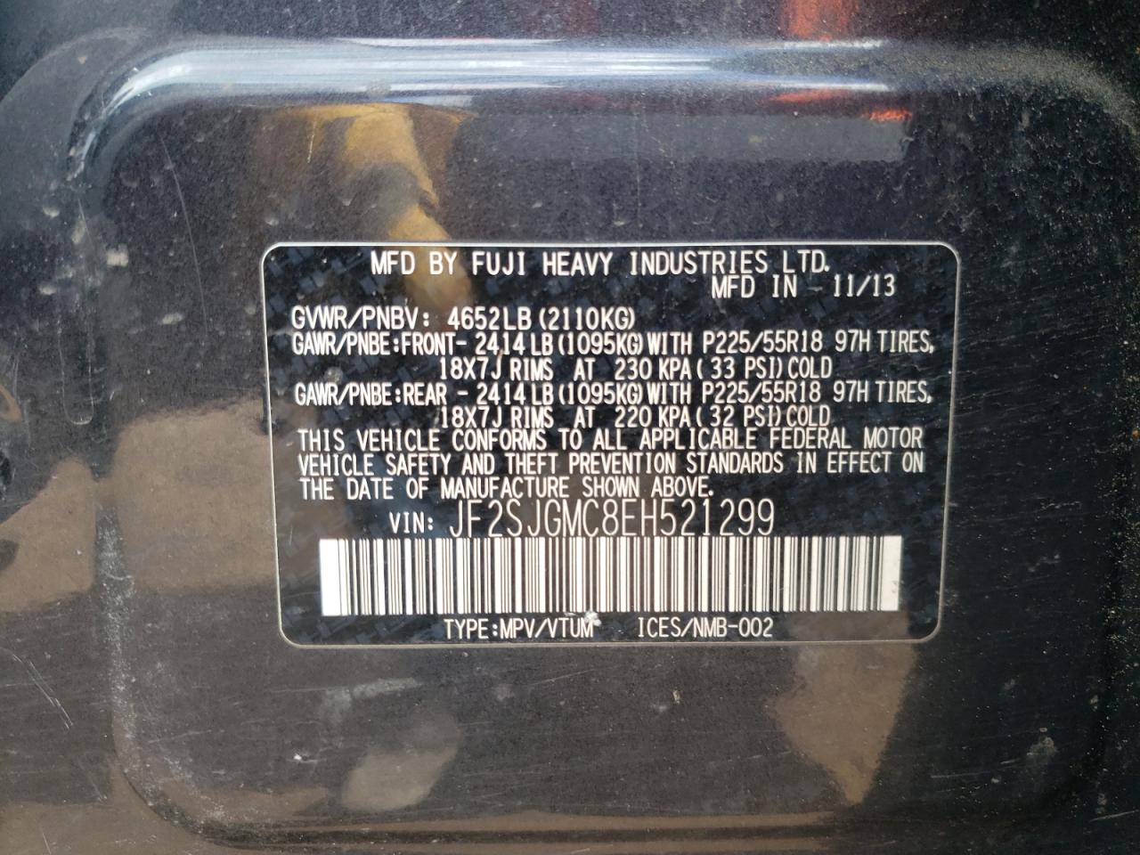 2014 Subaru Forester 2.0Xt Touring VIN: JF2SJGMC8EH521299 Lot: 83852225