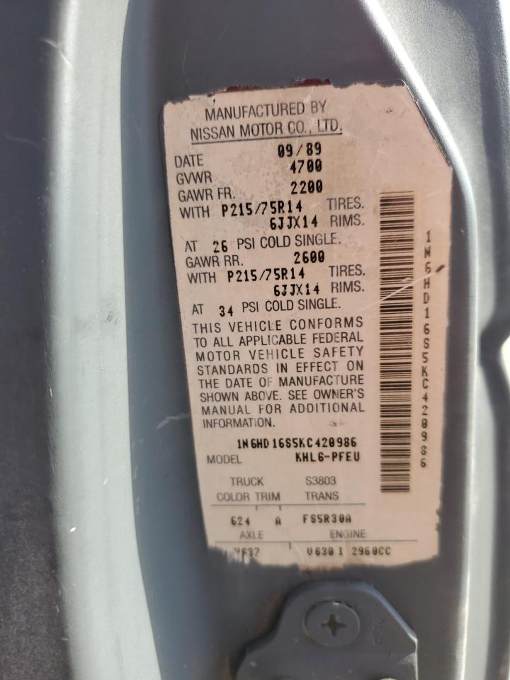 1989 Nissan D21 King Cab VIN: 1N6HD16S5KC420986 Lot: 82047875