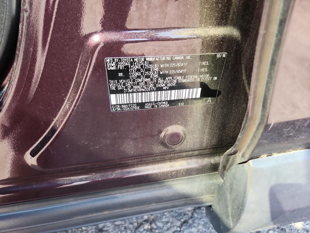 2017 Toyota Rav4 Xle VIN: 2T3WFREV8HW326170 Lot: 81298035