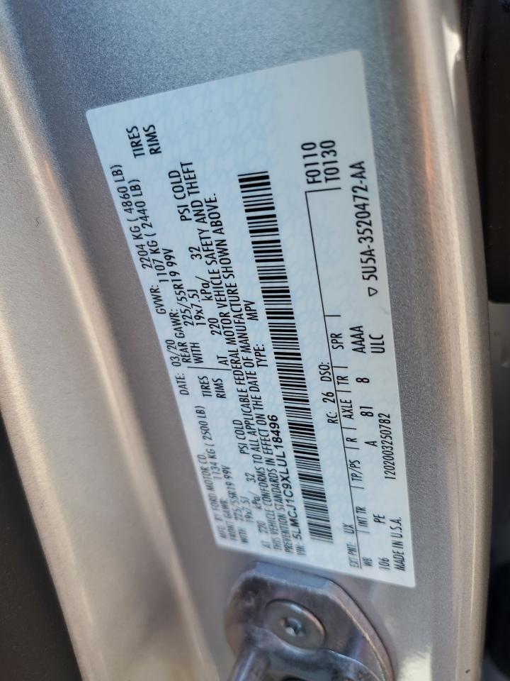 2020 Lincoln Corsair VIN: 5LMCJ1C9XLUL18496 Lot: 81023935