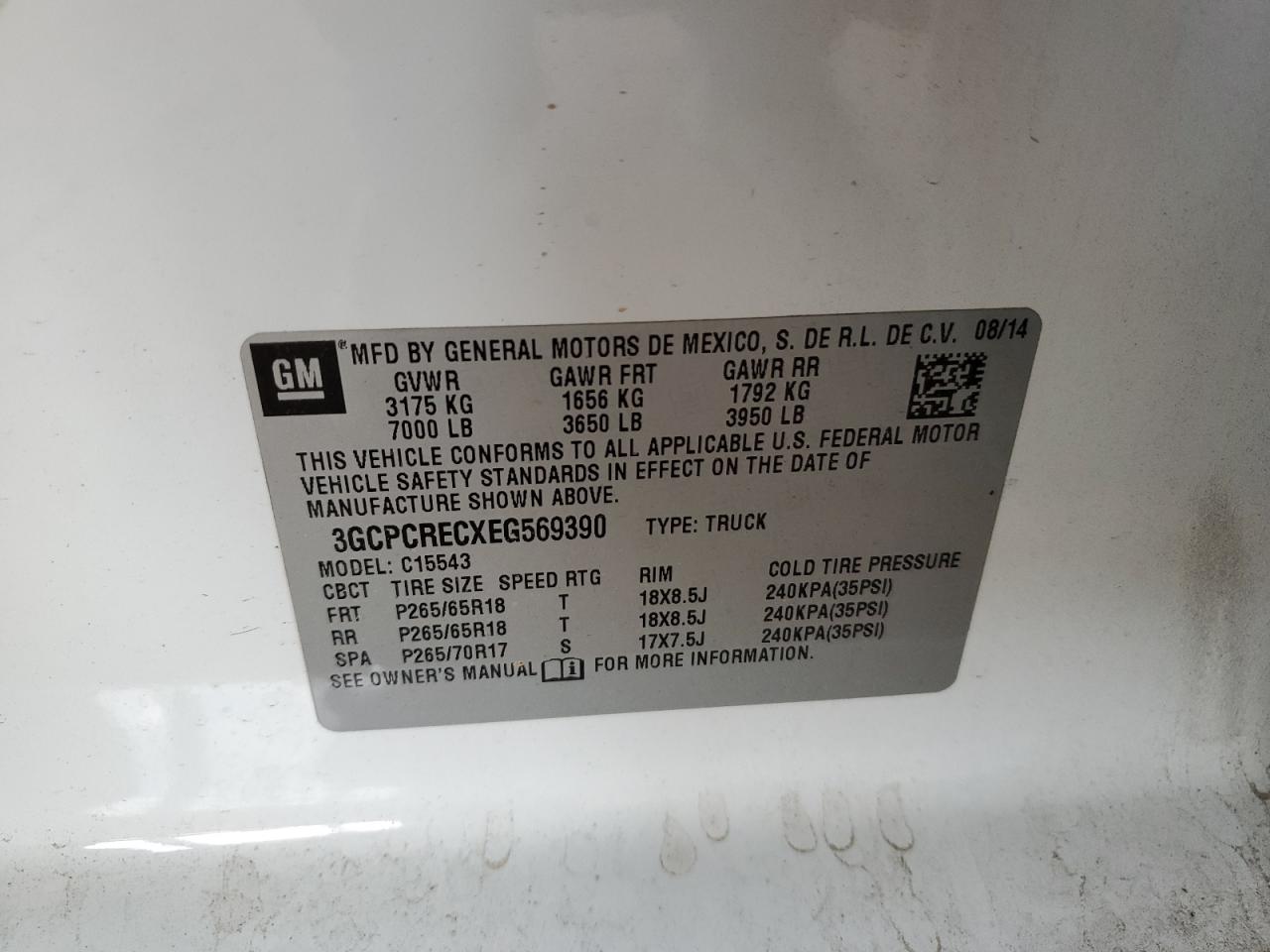 2014 Chevrolet Silverado C1500 Lt VIN: 3GCPCRECXEG569390 Lot: 81407505