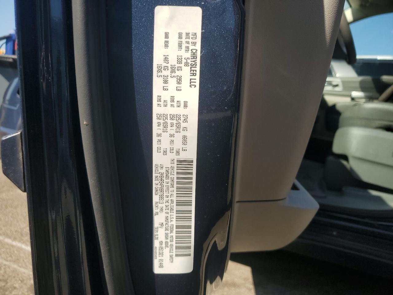 2008 Chrysler Town & Country Touring VIN: 2A8HR54P08R788513 Lot: 84774095