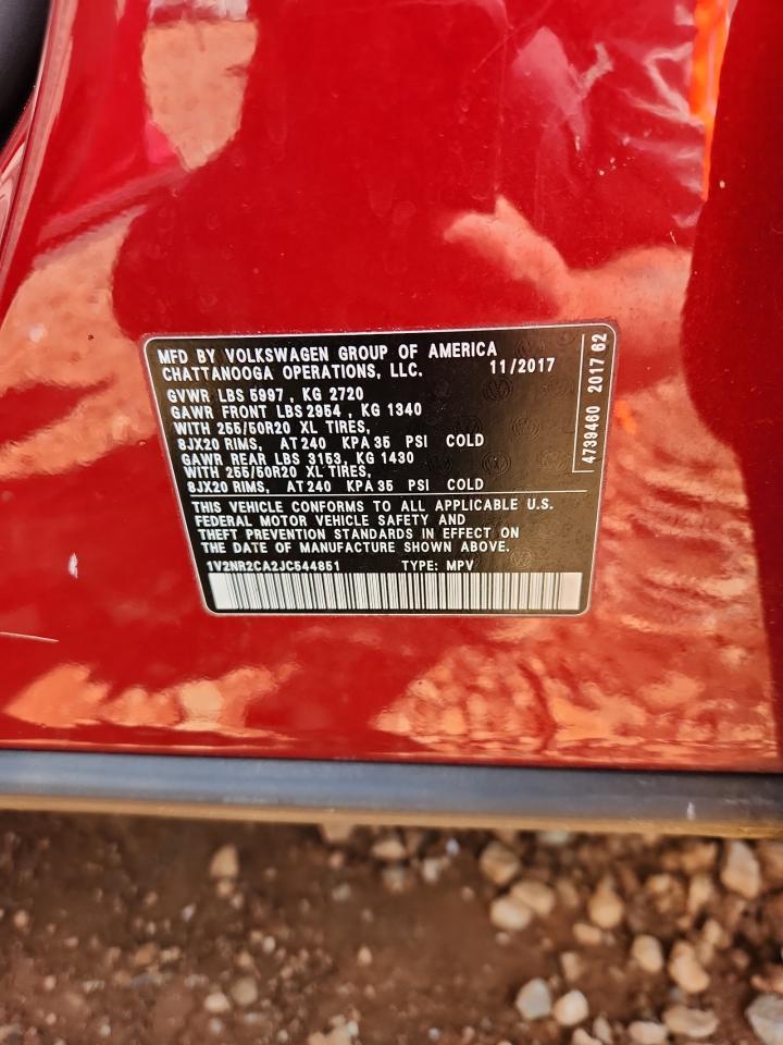 2018 Volkswagen Atlas Sel Premium VIN: 1V2NR2CA2JC544851 Lot: 80208075