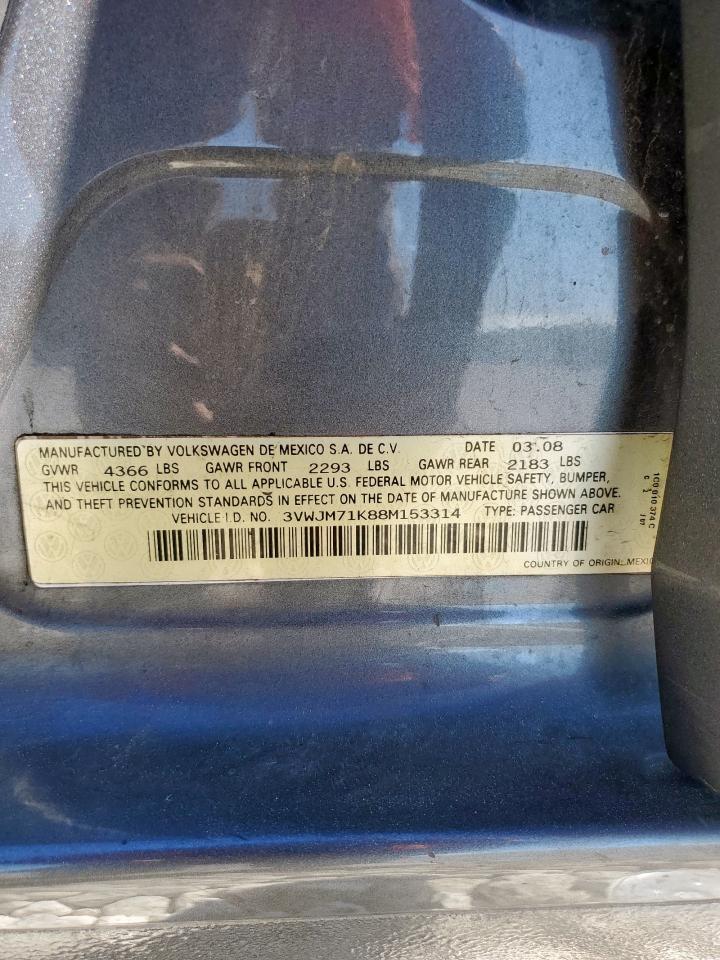 2008 Volkswagen Jetta S VIN: 3VWJM71K88M153314 Lot: 83803115