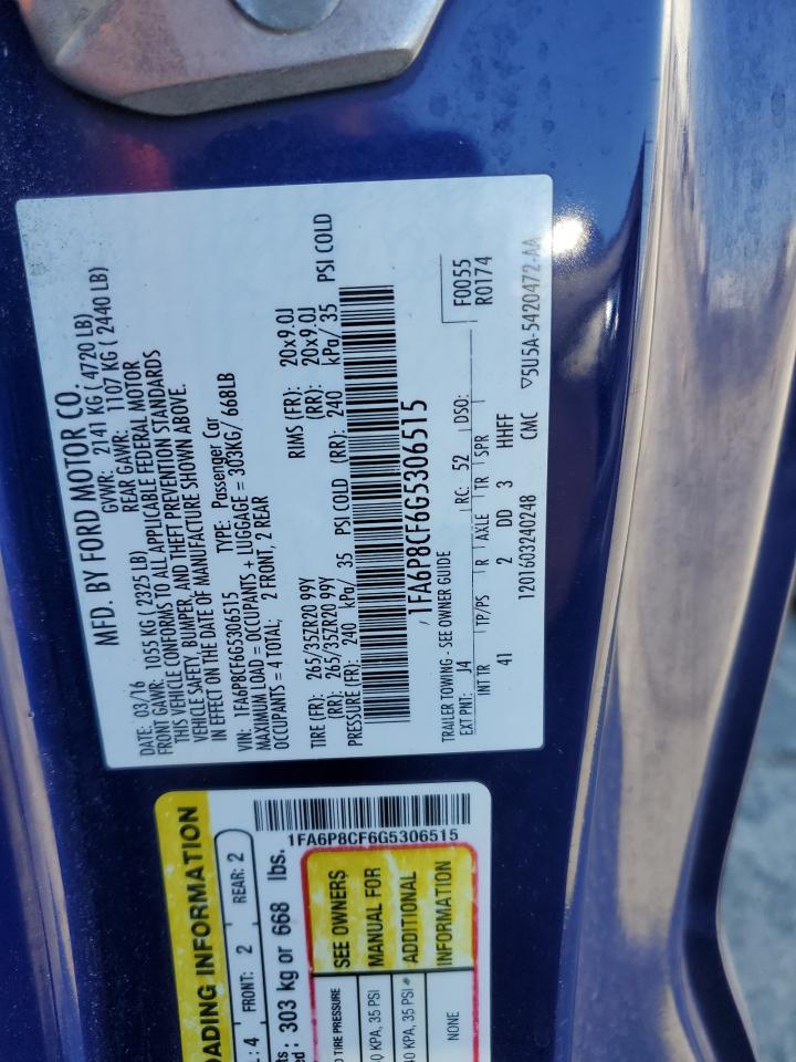 2016 Ford Mustang Gt VIN: 1FA6P8CF6G5306515 Lot: 81508905