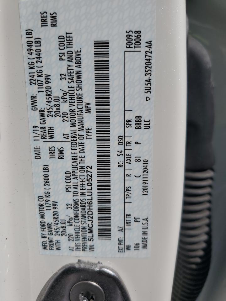 2020 Lincoln Corsair Reserve VIN: 5LMCJ2DH6LUL05272 Lot: 83843795