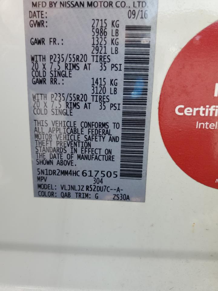 2017 Nissan Pathfinder S VIN: 5N1DR2MM4HC617505 Lot: 81467595