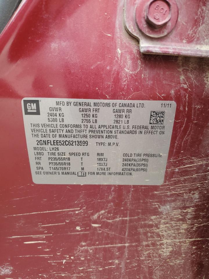 2012 Chevrolet Equinox Lt VIN: 2GNFLEE52C6213599 Lot: 81116835