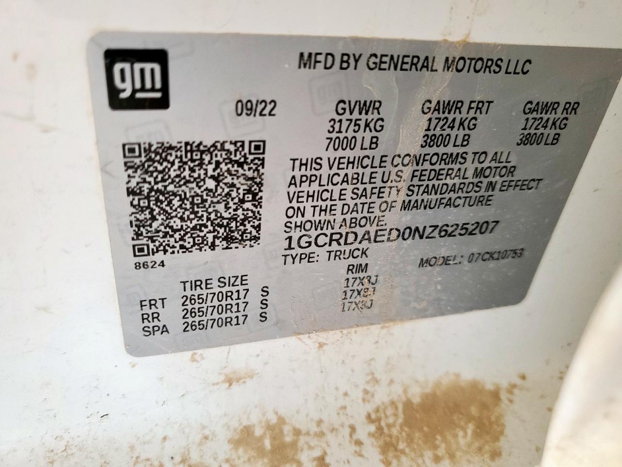 2022 Chevrolet Silverado K1500 VIN: 1GCRDAED0NZ625207 Lot: 84524455