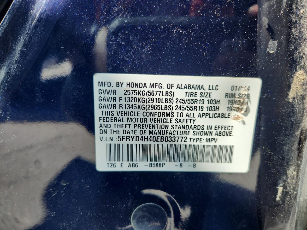 2014 Acura Mdx Technology VIN: 5FRYD4H40EB033772 Lot: 80495795