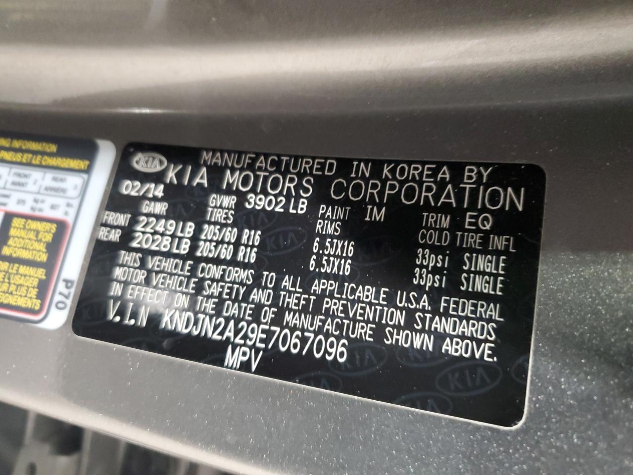 2014 Kia Soul VIN: KNDJN2A29E7067096 Lot: 81020595