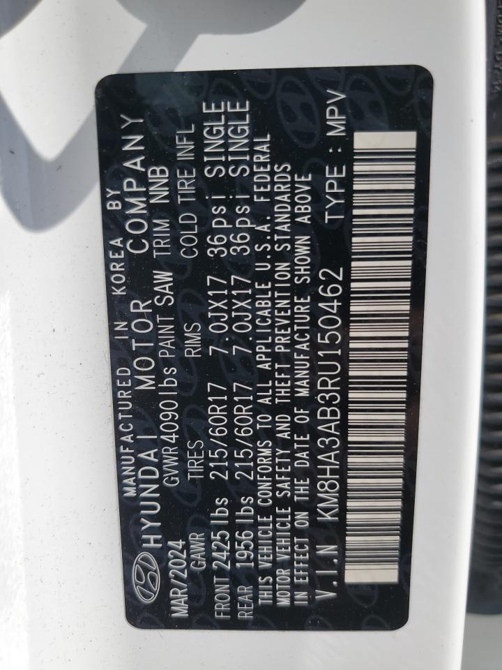 2024 Hyundai Kona Se VIN: KM8HA3AB3RU150462 Lot: 83983255