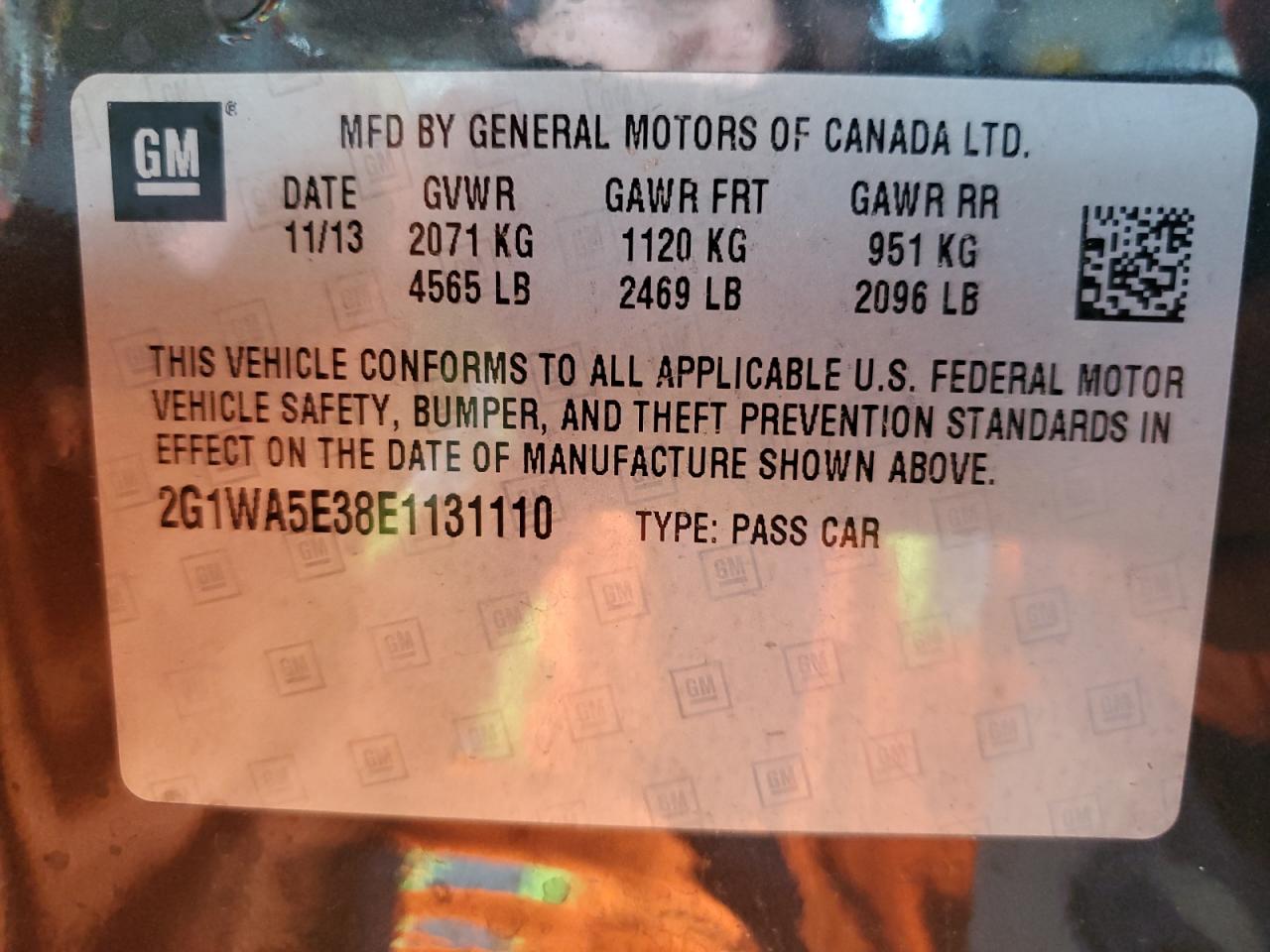 2014 Chevrolet Impala Limited Ls VIN: 2G1WA5E38E1131110 Lot: 80075595