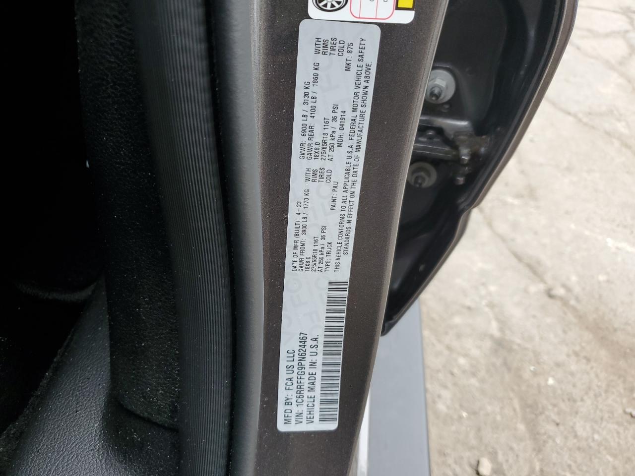 2023 Ram 1500 Big Horn/Lone Star VIN: 1C6RRFFG9PN624467 Lot: 81746905