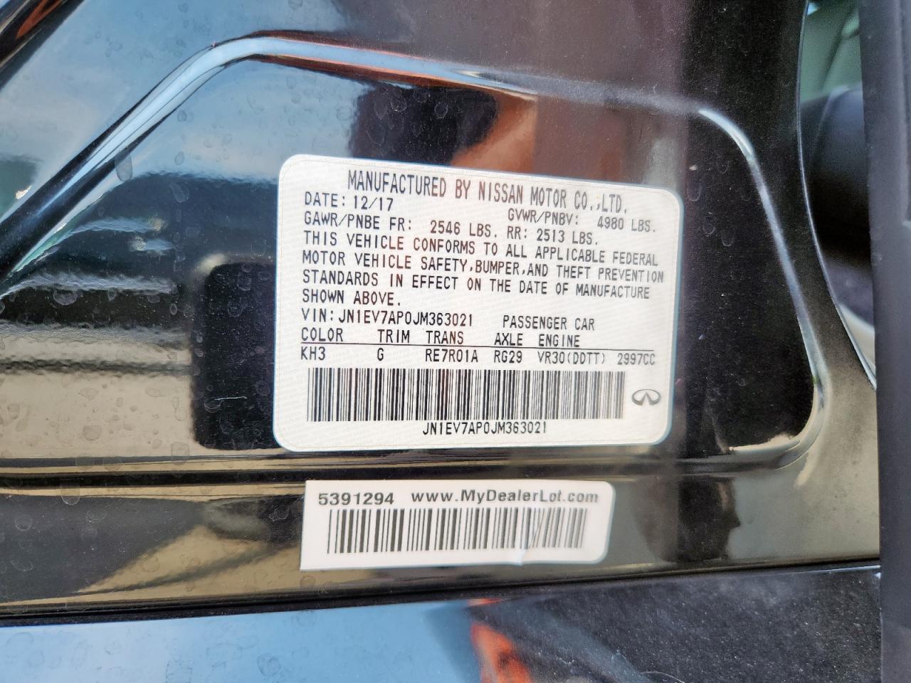 2018 Infiniti Q50 Luxe VIN: JN1EV7AP0JM363021 Lot: 71903865