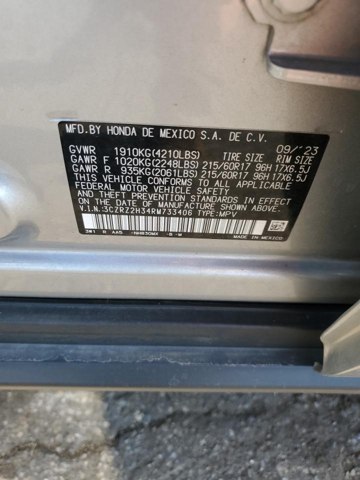 2024 Honda Hr-V Lx VIN: 3CZRZ2H34RM733406 Lot: 80196295