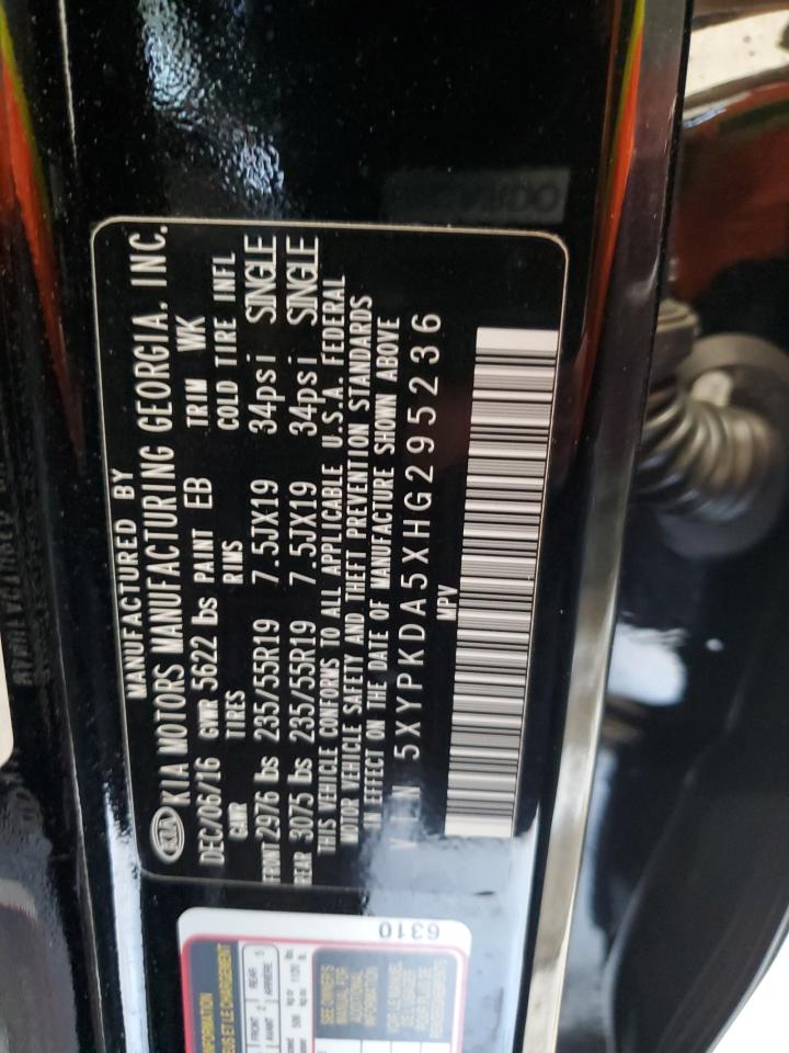 2017 Kia Sorento Sx VIN: 5XYPKDA5XHG295236 Lot: 80442735