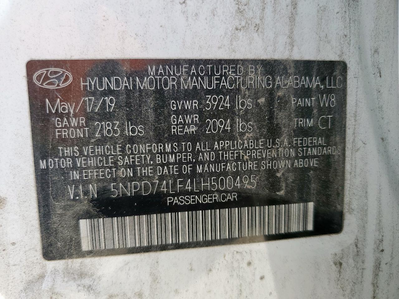 2020 Hyundai Elantra Se VIN: 5NPD74LF4LH500495 Lot: 80753795