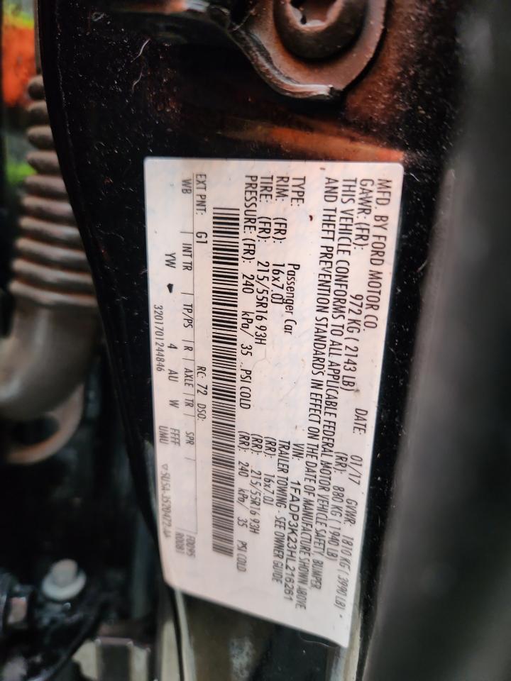 2017 Ford Focus Se VIN: 1FADP3K23HL216261 Lot: 81078265