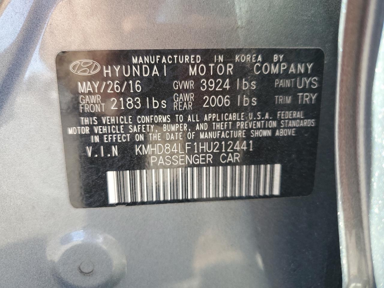 2017 Hyundai Elantra Se VIN: KMHD84LF1HU212441 Lot: 81441455