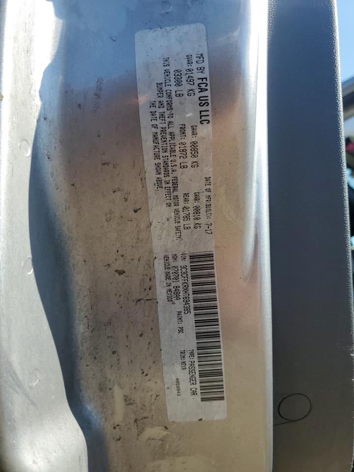 2017 Fiat 500 Pop VIN: 3C3CFFKRXHT694385 Lot: 84414535