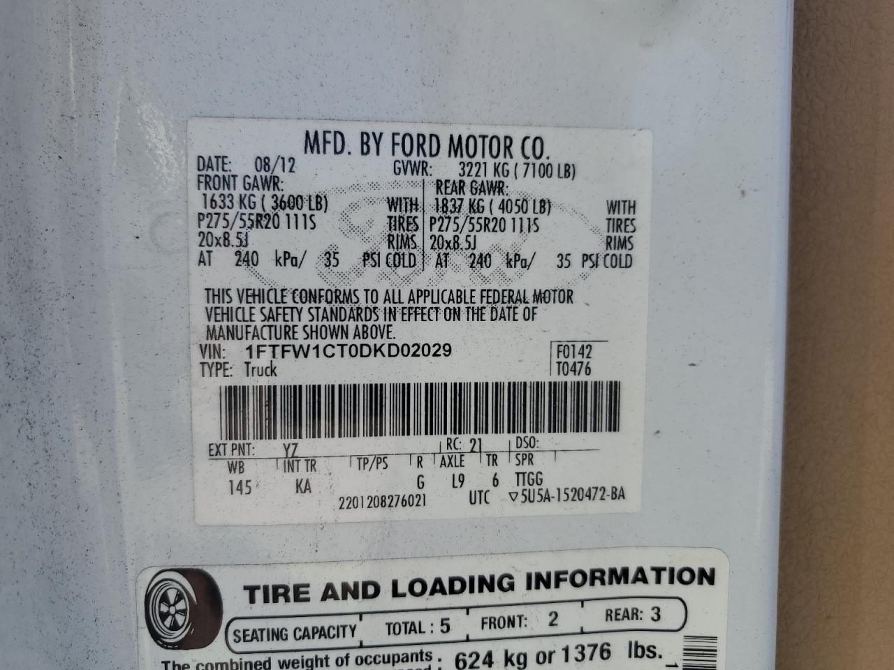 1FTFW1CT0DKD02029 2013 Ford F150 Supercrew