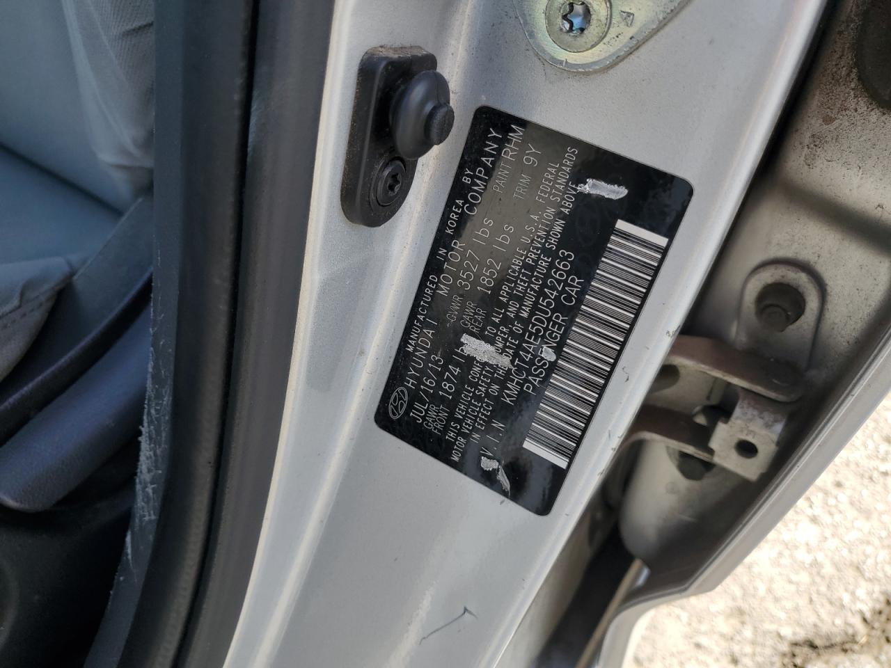 2013 Hyundai Accent Gls VIN: KMHCT4AE5DU542663 Lot: 80501905