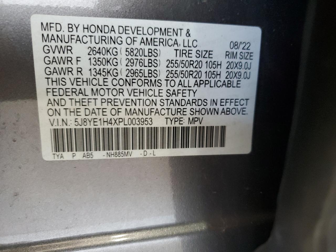 2023 Acura Mdx Technology VIN: 5J8YE1H4XPL003953 Lot: 72100835