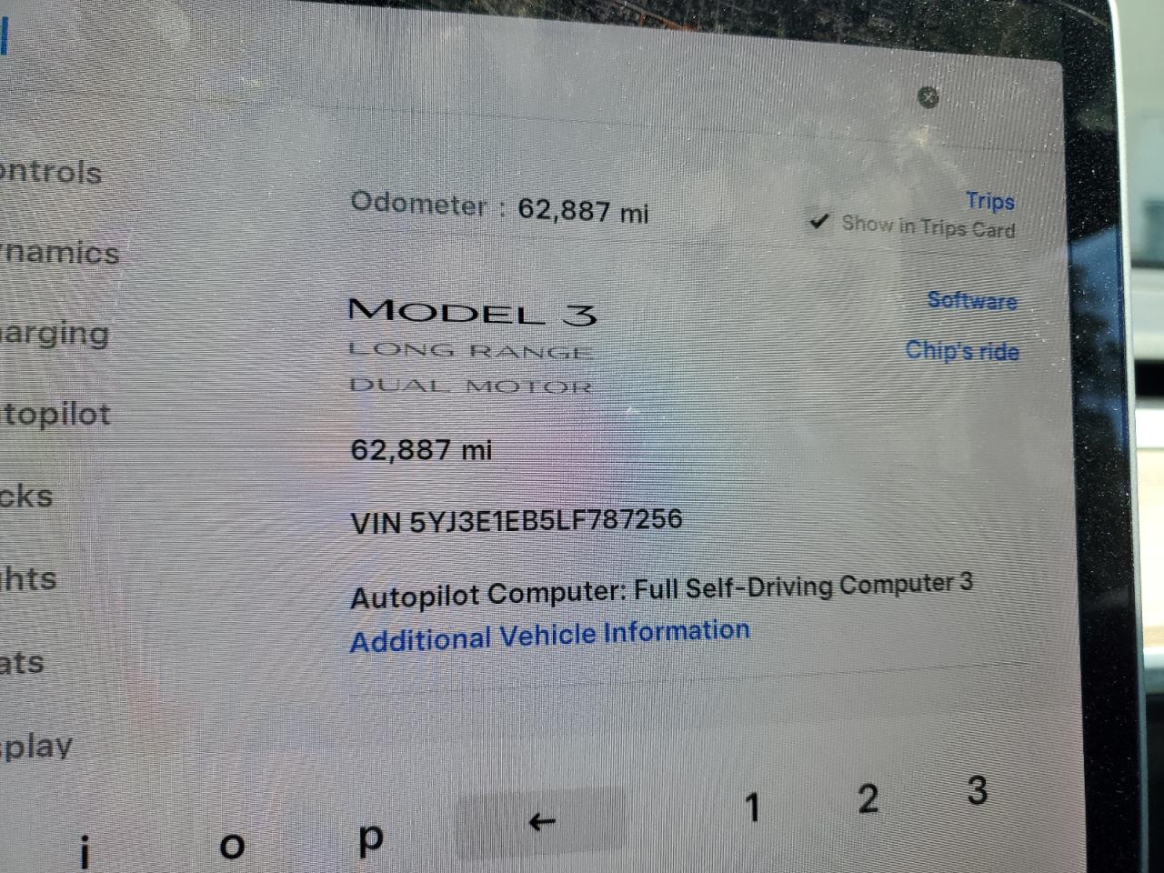 2020 Tesla Model 3 VIN: 5YJ3E1EB5LF787256 Lot: 80494835