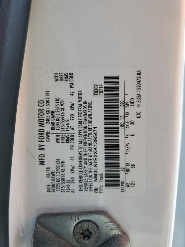 2019 Ford Transit Connect Xl VIN: NM0LS7E2XK1395471 Lot: 71821585