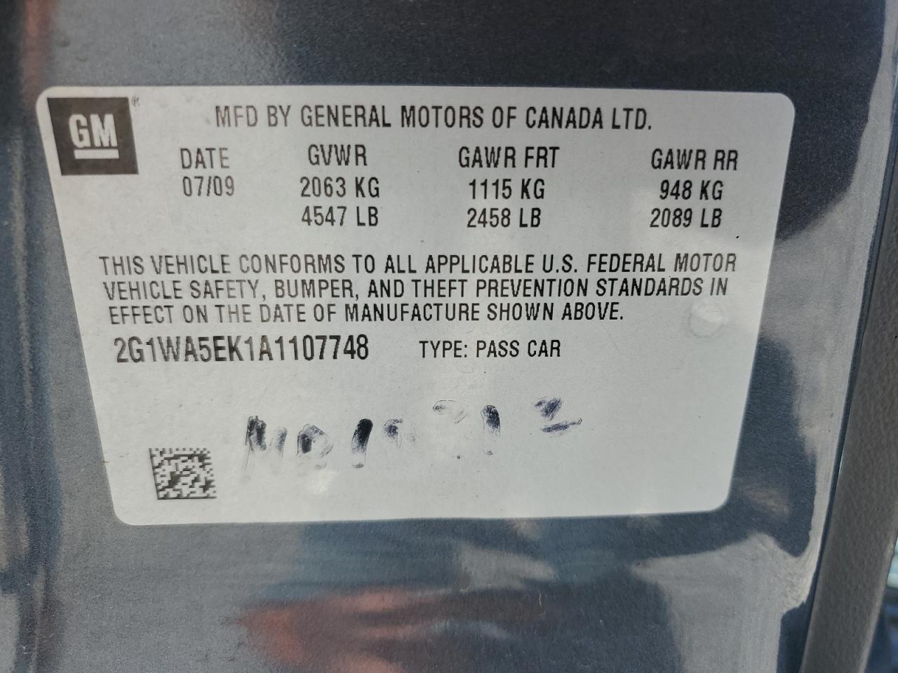 2010 Chevrolet Impala Ls VIN: 2G1WA5EK1A1107748 Lot: 71270495