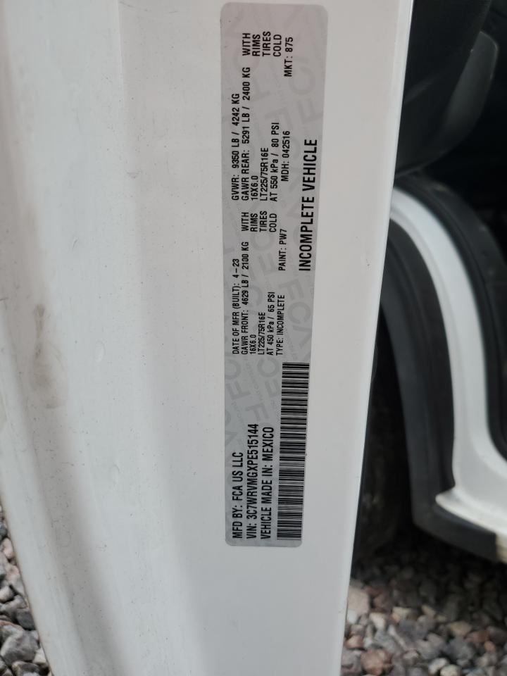 2023 Ram Promaster 3500 3500 Standard VIN: 3C7WRVMGXPE515144 Lot: 81221085