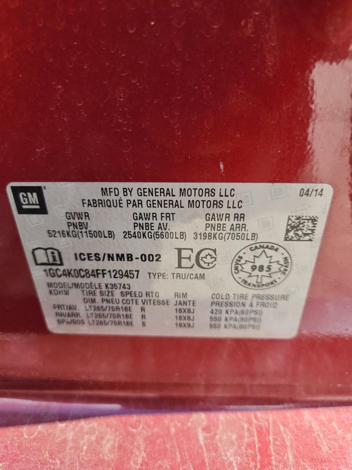 2015 Chevrolet Silverado K3500 Ltz VIN: 1GC4K0C84FF129457 Lot: 80109795