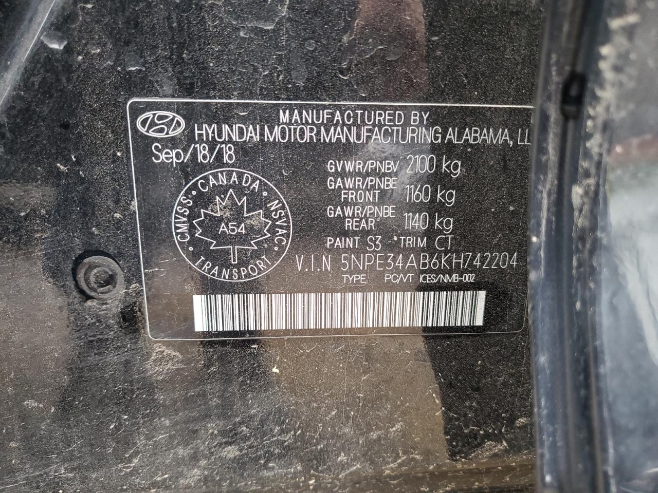 2019 Hyundai Sonata Limited Turbo VIN: 5NPE34AB6KH742204 Lot: 81561555