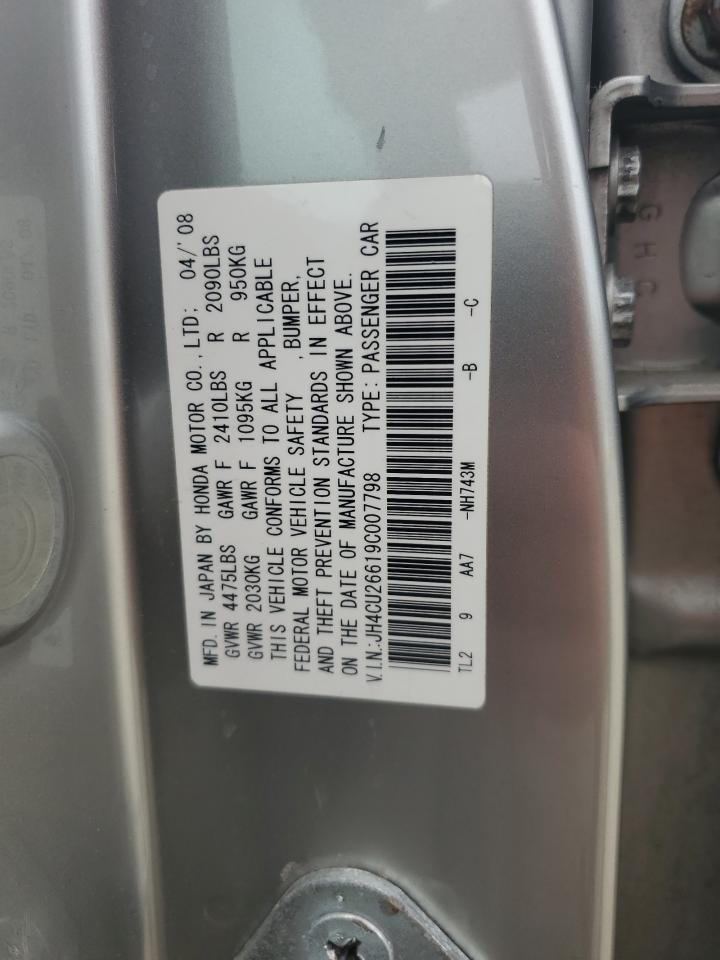 2009 Acura Tsx VIN: JH4CU26619C007798 Lot: 84825845