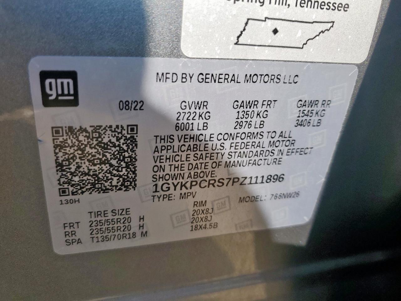 2023 Cadillac Xt6 Premium Luxury VIN: 1GYKPCRS7PZ111896 Lot: 71973155