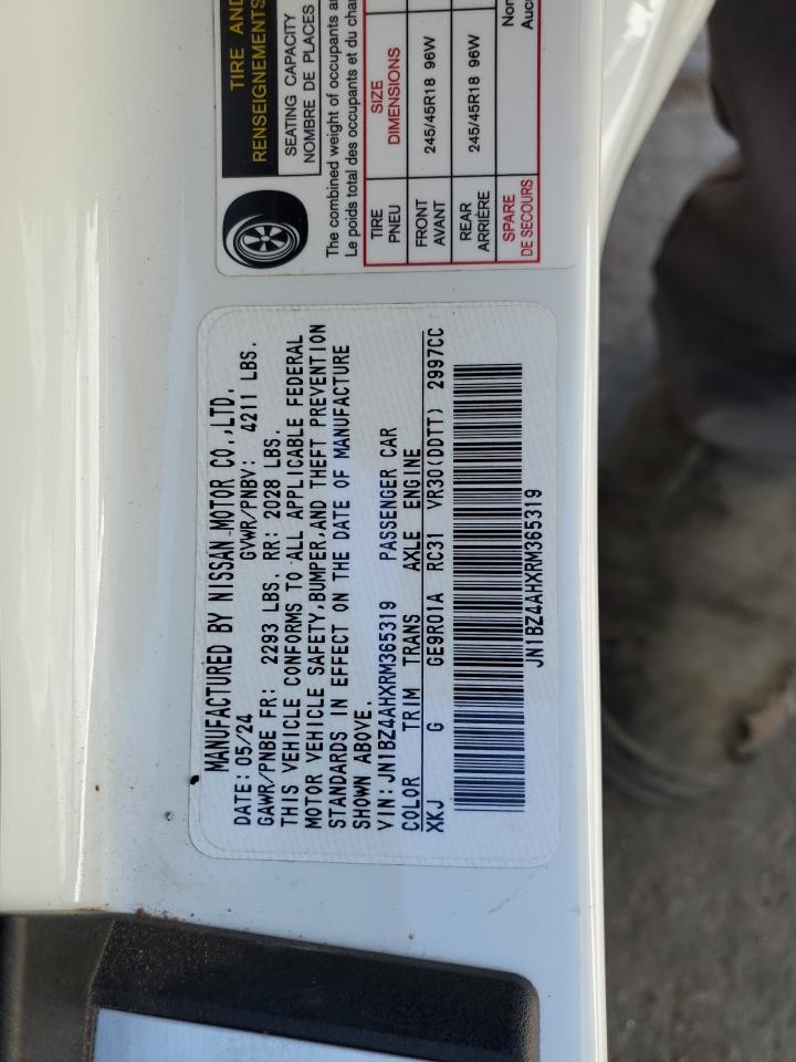 2024 Nissan Z Sport VIN: JN1BZ4AHXRM365319 Lot: 71724485
