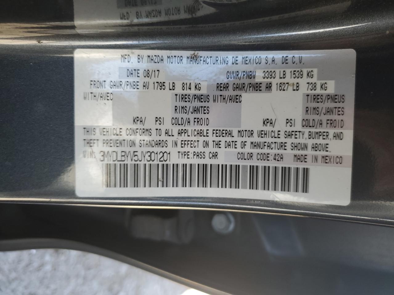 2018 Toyota Yaris Ia VIN: 3MYDLBYV5JY301201 Lot: 80391555